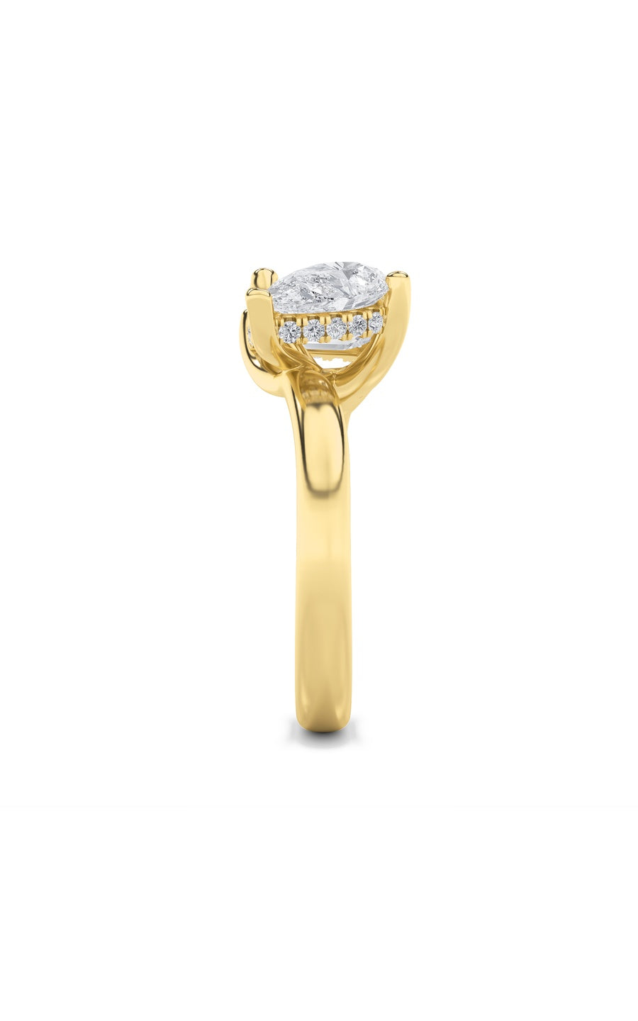 3Cttw Emerald Shaped Lab Grown Diamond (F/VS) Toiet Moi Engagement Ring in 14K Gold