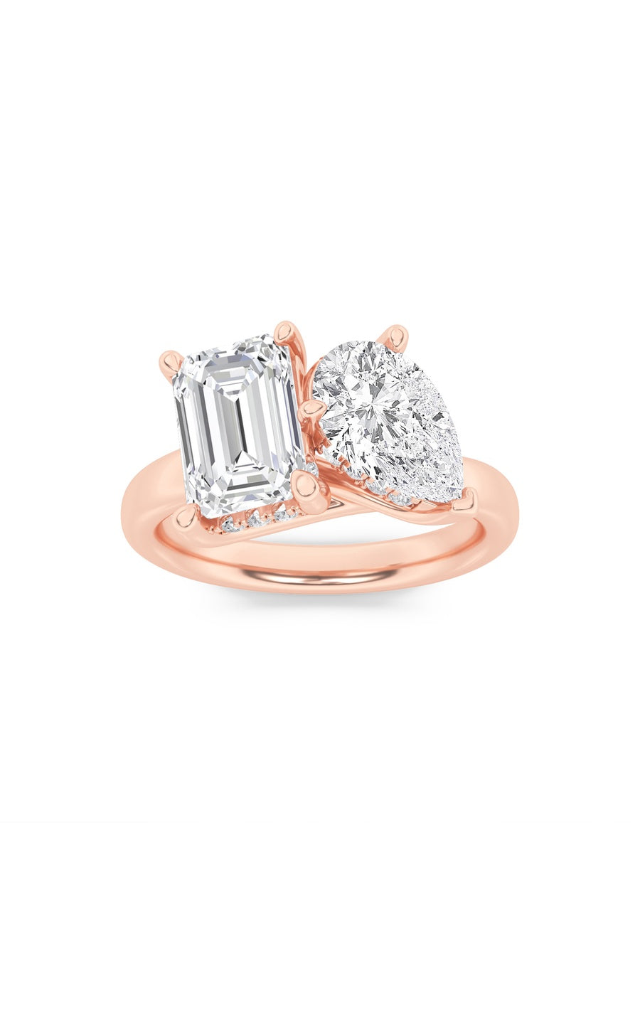 3Cttw Emerald Shaped Lab Grown Diamond (F/VS) Toiet Moi Engagement Ring in 14K Gold