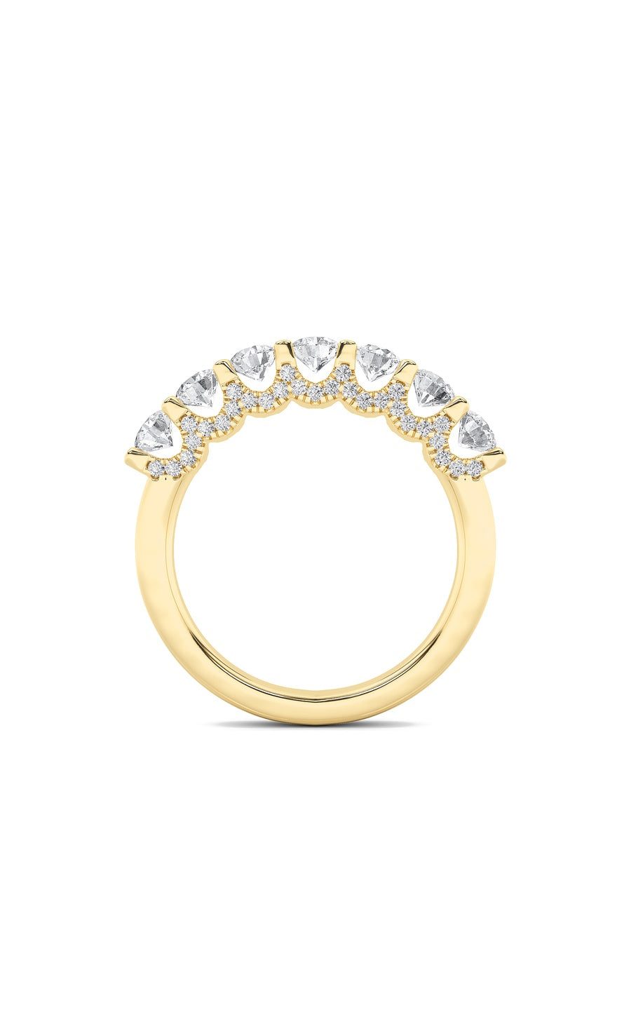 1Cttw Round Shaped Lab Grown Diamond (F/VS) Accented Double Halo Set of Band and  Ring in 14K Gold