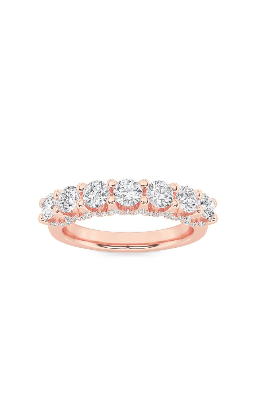 1Cttw Round Shaped Lab Grown Diamond (F/VS) Accented Double Halo Set of Band and  Ring in 14K Gold