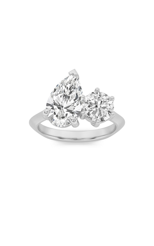 3Cttw Pear Shaped Lab Grown Diamond (F/VS) Toi etMoi Engagement Ring in 14K Gold