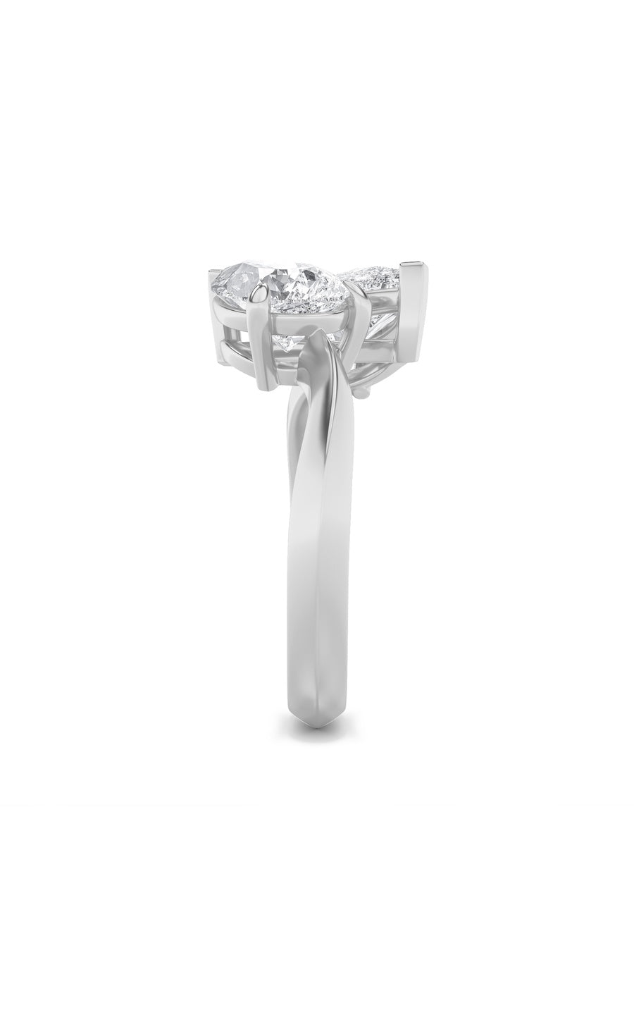3Cttw Pear Shaped Lab Grown Diamond (G/VS) Toi etMoi Engagement Ring in 14K Gold
