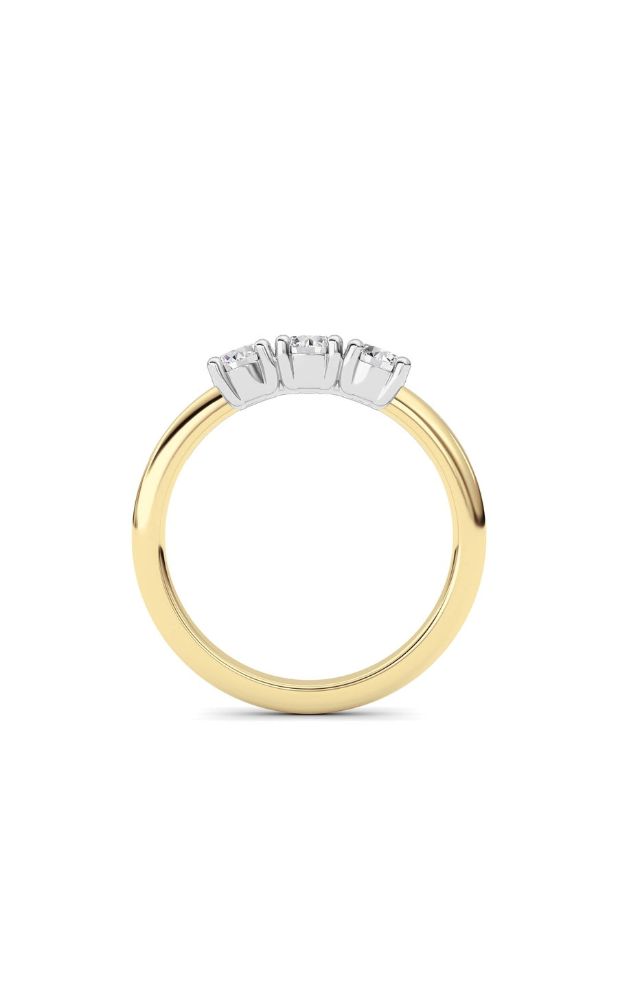 0.75Cttw Round Shaped Lab Grown Diamond (F/VS) Three Stone Band Ring in 14K Gold