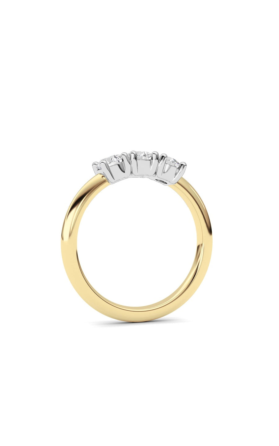0.75Cttw Round Shaped Lab Grown Diamond (F/VS) Three Stone Band Ring in 14K Gold