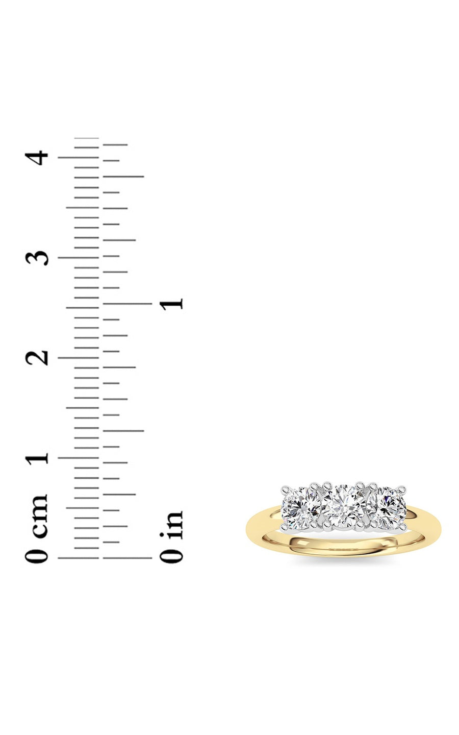 0.75Cttw Round Shaped Lab Grown Diamond (F/VS) Three Stone Band Ring in 14K Gold