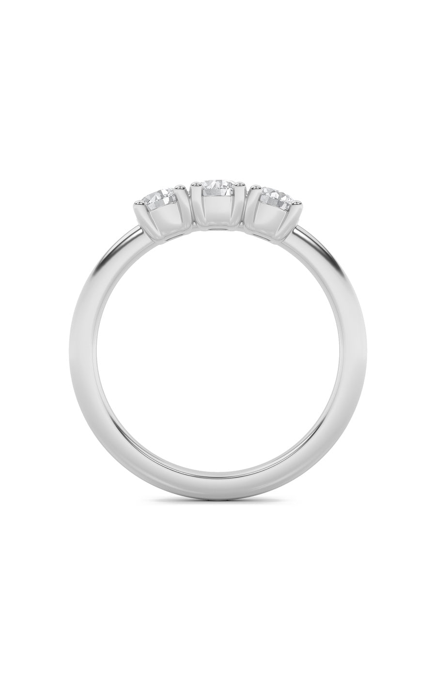 0.75Cttw Round Shaped Lab Grown Diamond (F/VS) Three Stone Band Ring in 14K Gold