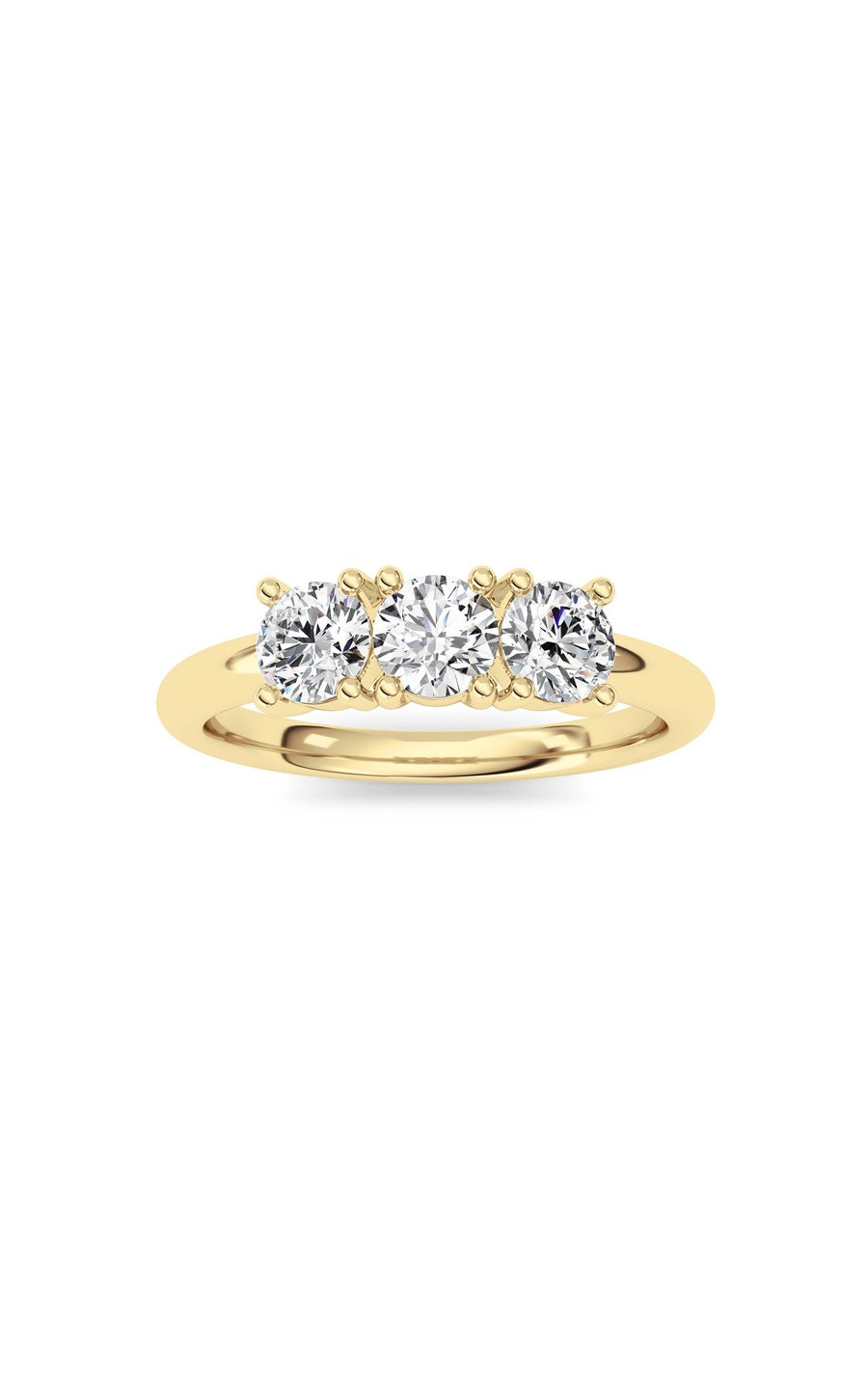0.75Cttw Round Shaped Lab Grown Diamond (F/VS) Three Stone Band Ring in 14K Gold