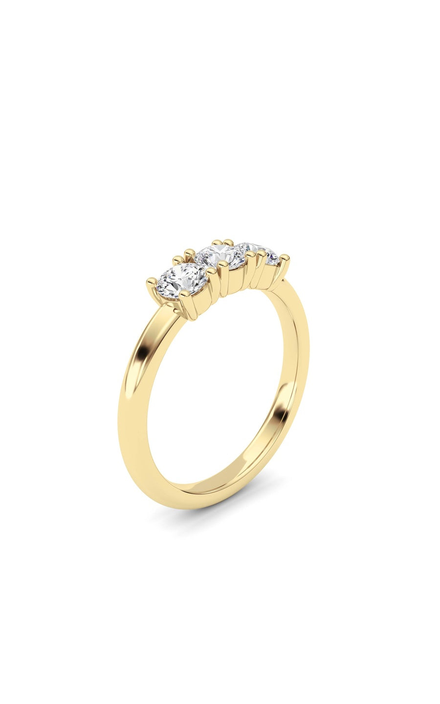 0.75Cttw Round Shaped Lab Grown Diamond (F/VS) Three Stone Band Ring in 14K Gold