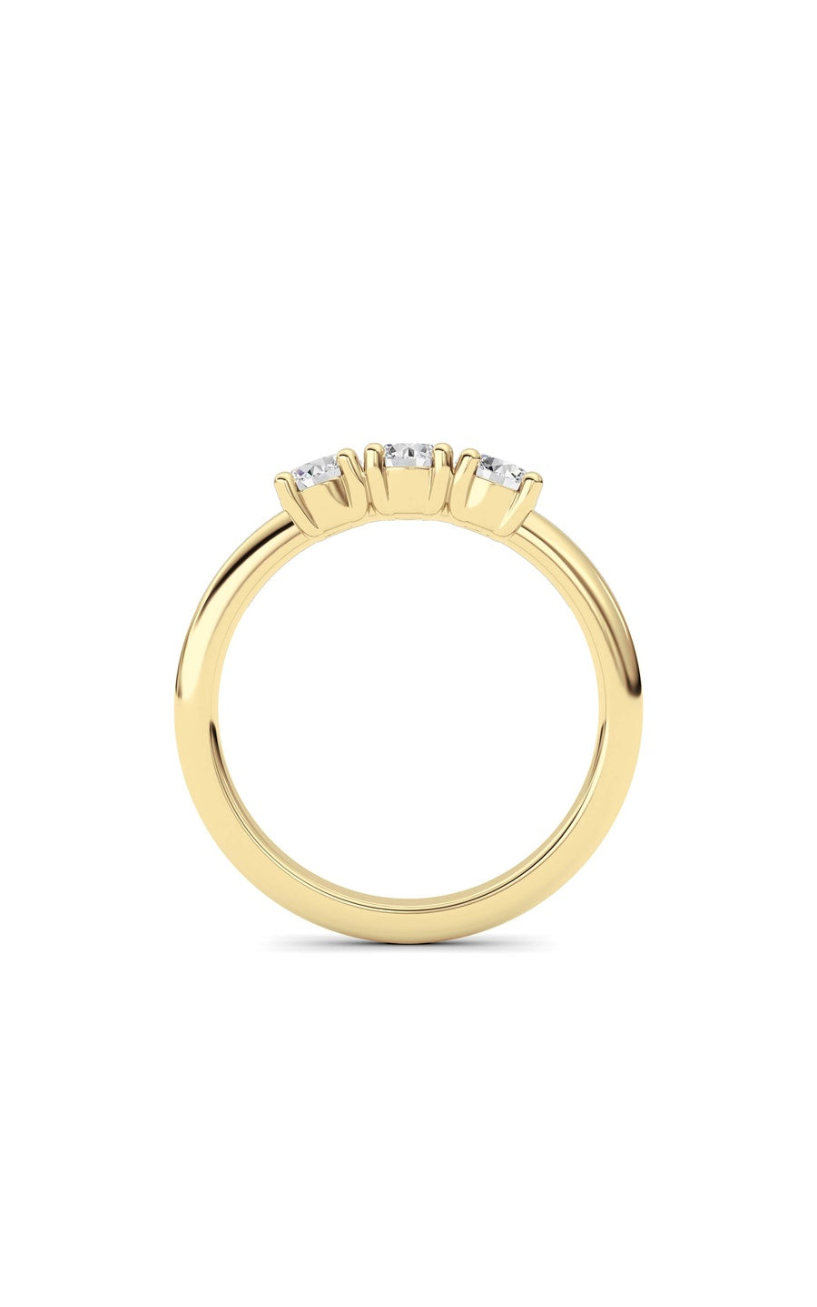 0.75Cttw Round Shaped Lab Grown Diamond (F/VS) Three Stone Band Ring in 14K Gold