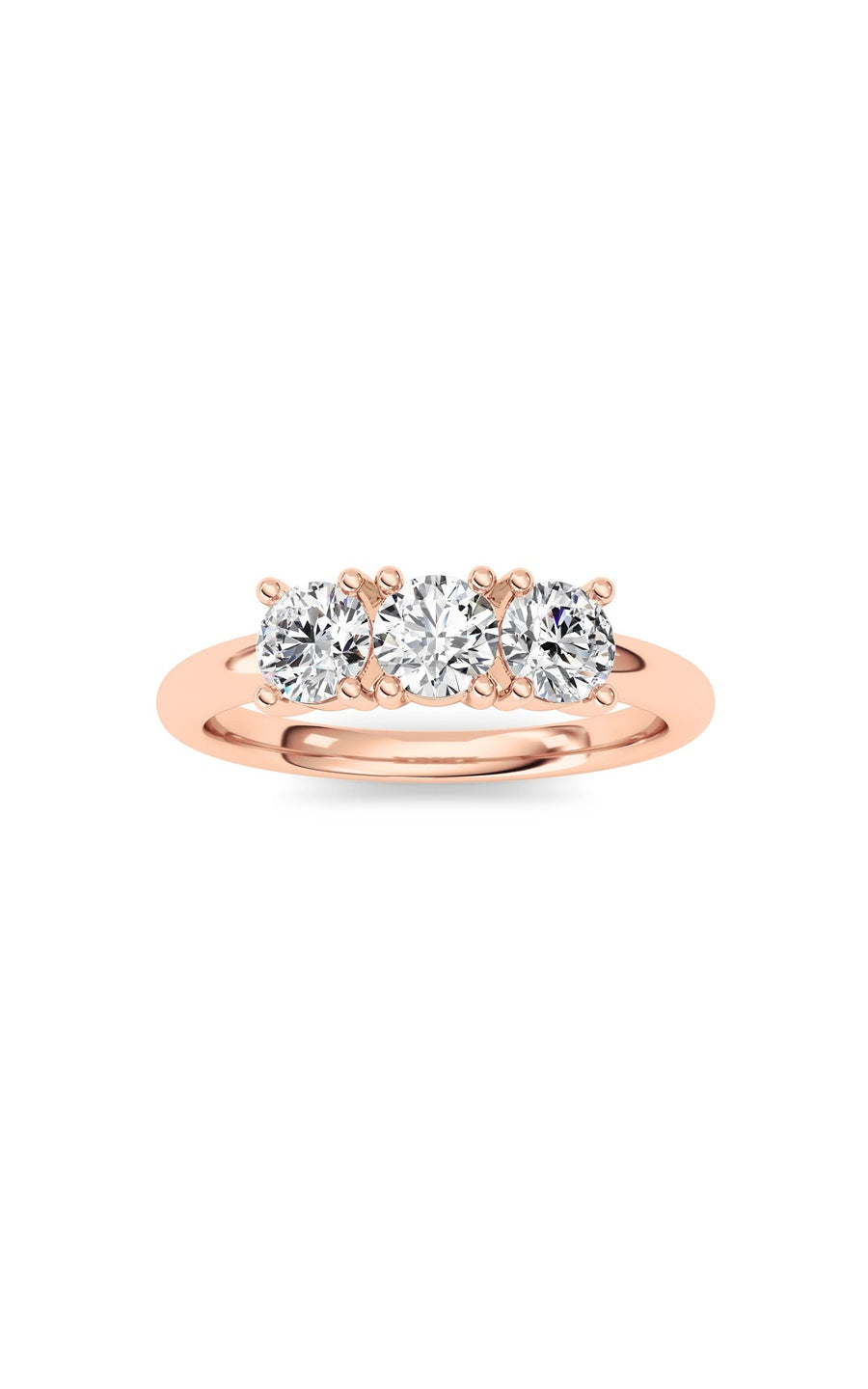 0.75Cttw Round Shaped Lab Grown Diamond (F/VS) Three Stone Band Ring in 14K Gold