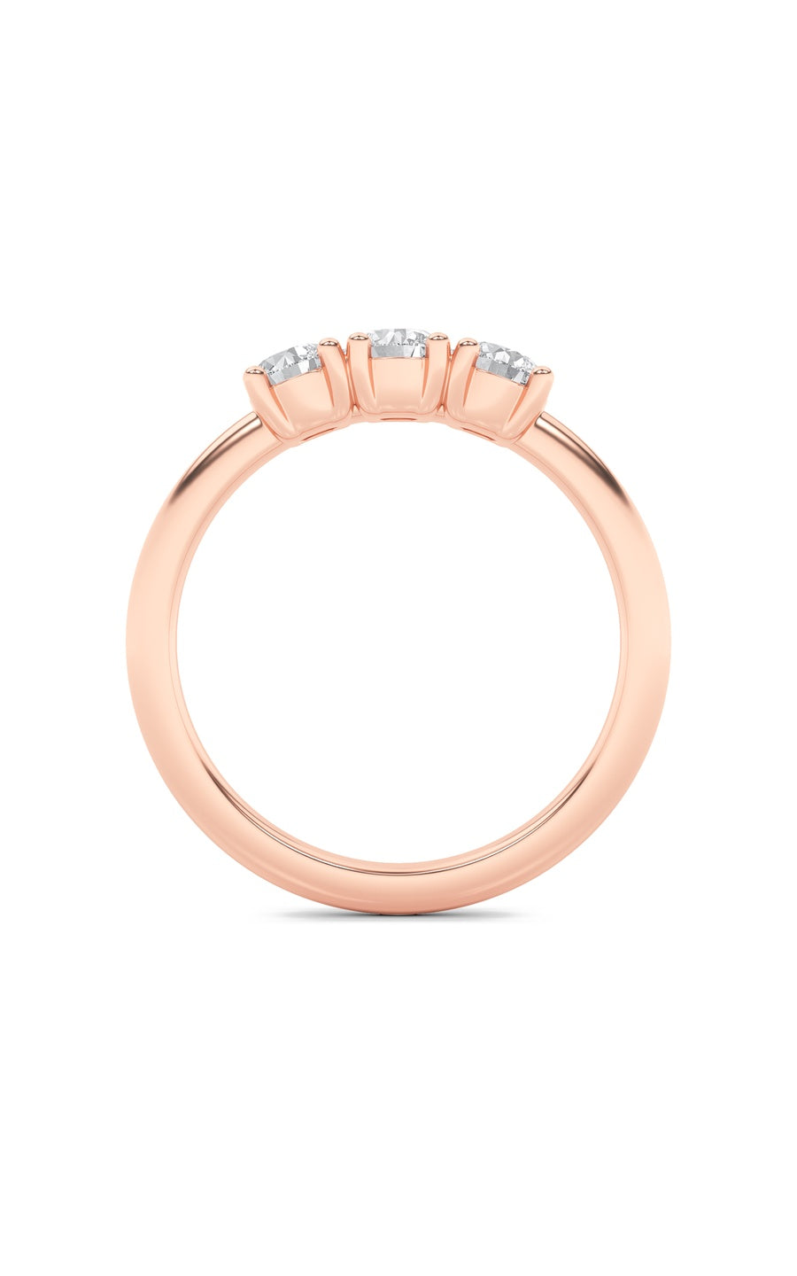 0.75Cttw Round Shaped Lab Grown Diamond (F/VS) Three Stone Band Ring in 14K Gold