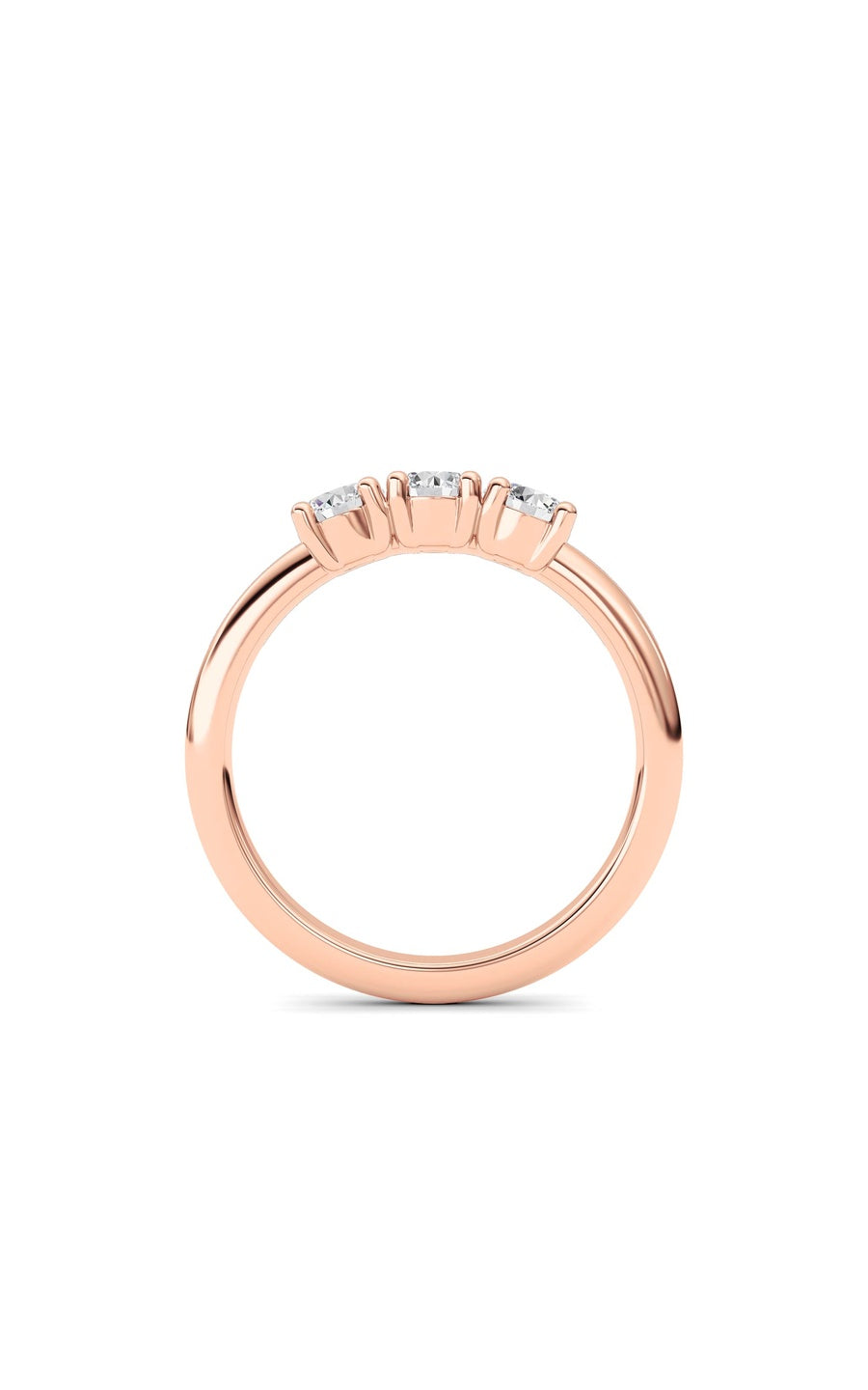 0.75Cttw Round Shaped Lab Grown Diamond (F/VS) Three Stone Band Ring in 14K Gold
