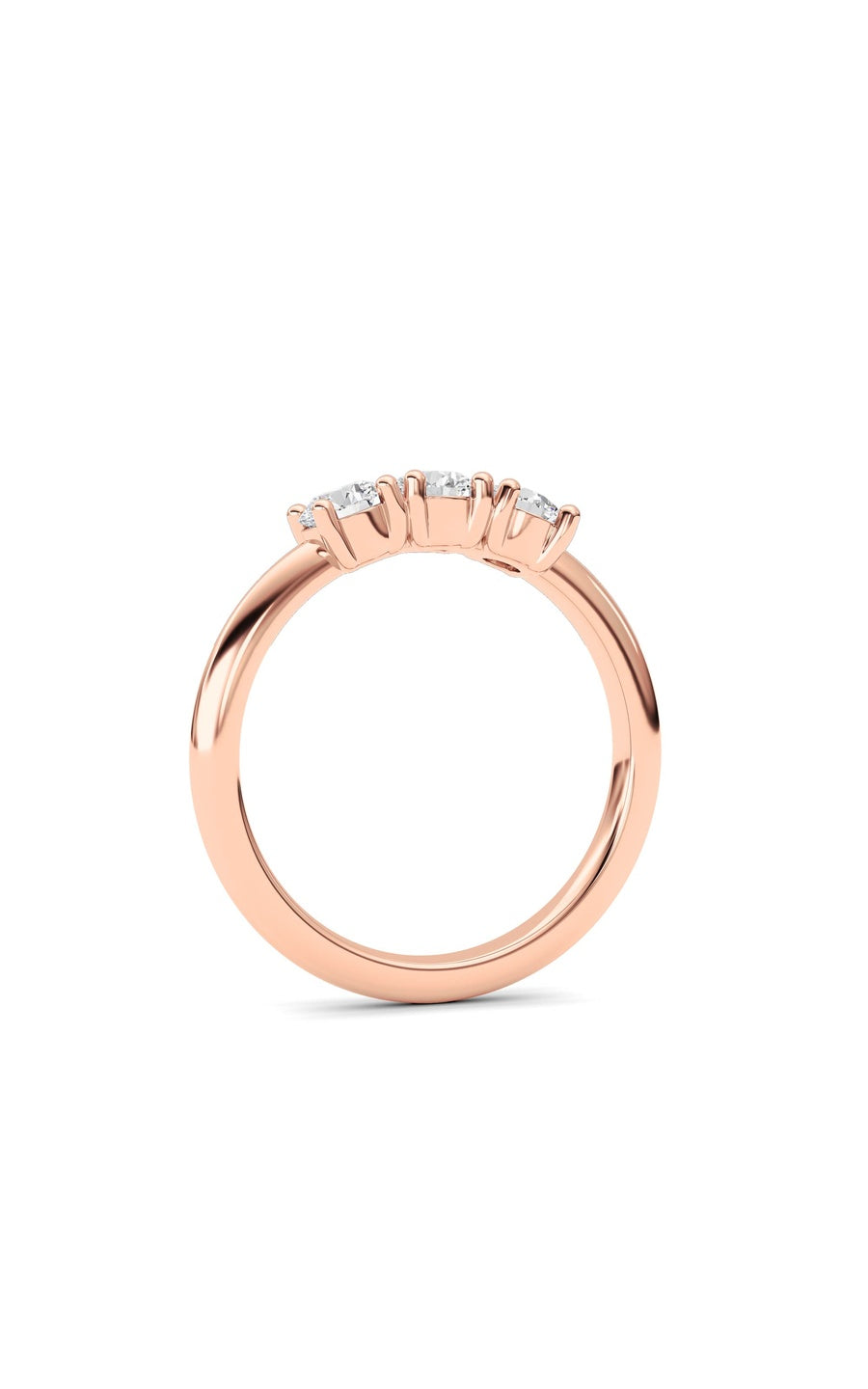 0.75Cttw Round Shaped Lab Grown Diamond (F/VS) Three Stone Band Ring in 14K Gold