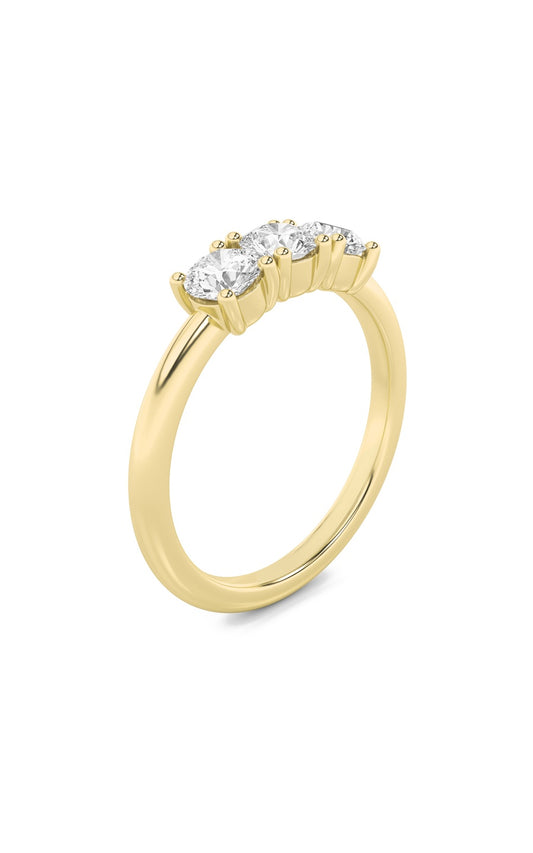 1Cttw Round Shaped Lab Grown Diamond (F/VS) ThreeStone Band Ring in 14K Gold