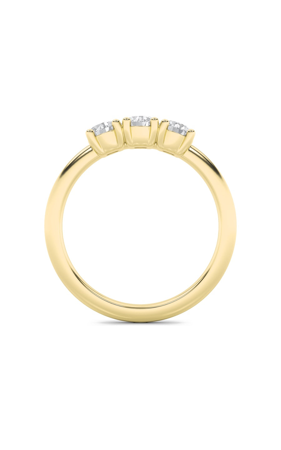 1.5Cttw Round Shaped Lab Grown Diamond (F/VS) Three Stone Band Ring in 14K Gold