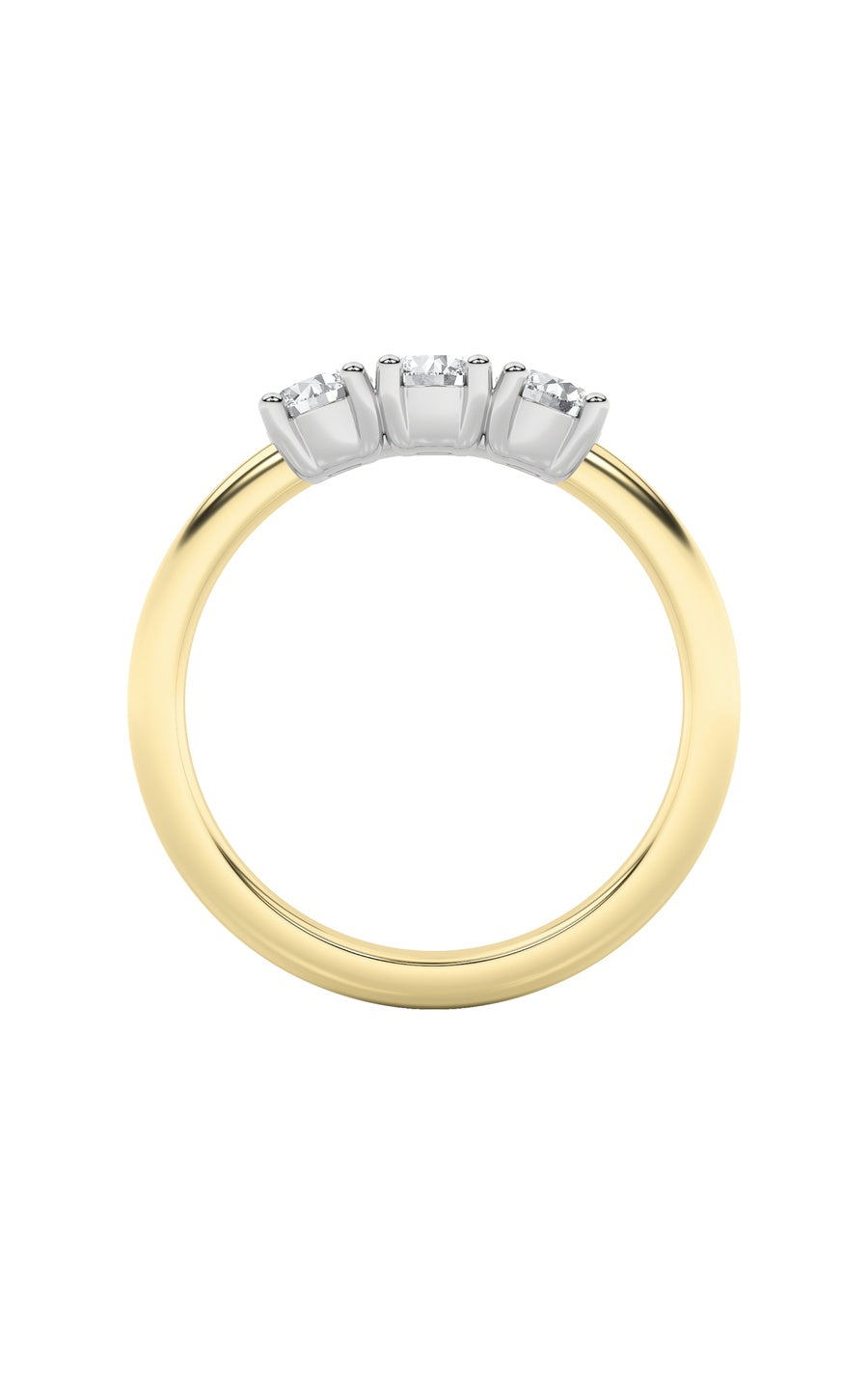 2Cttw Round Shaped Lab Grown Diamond (F/VS) ThreeStone Band Ring in 14K Gold