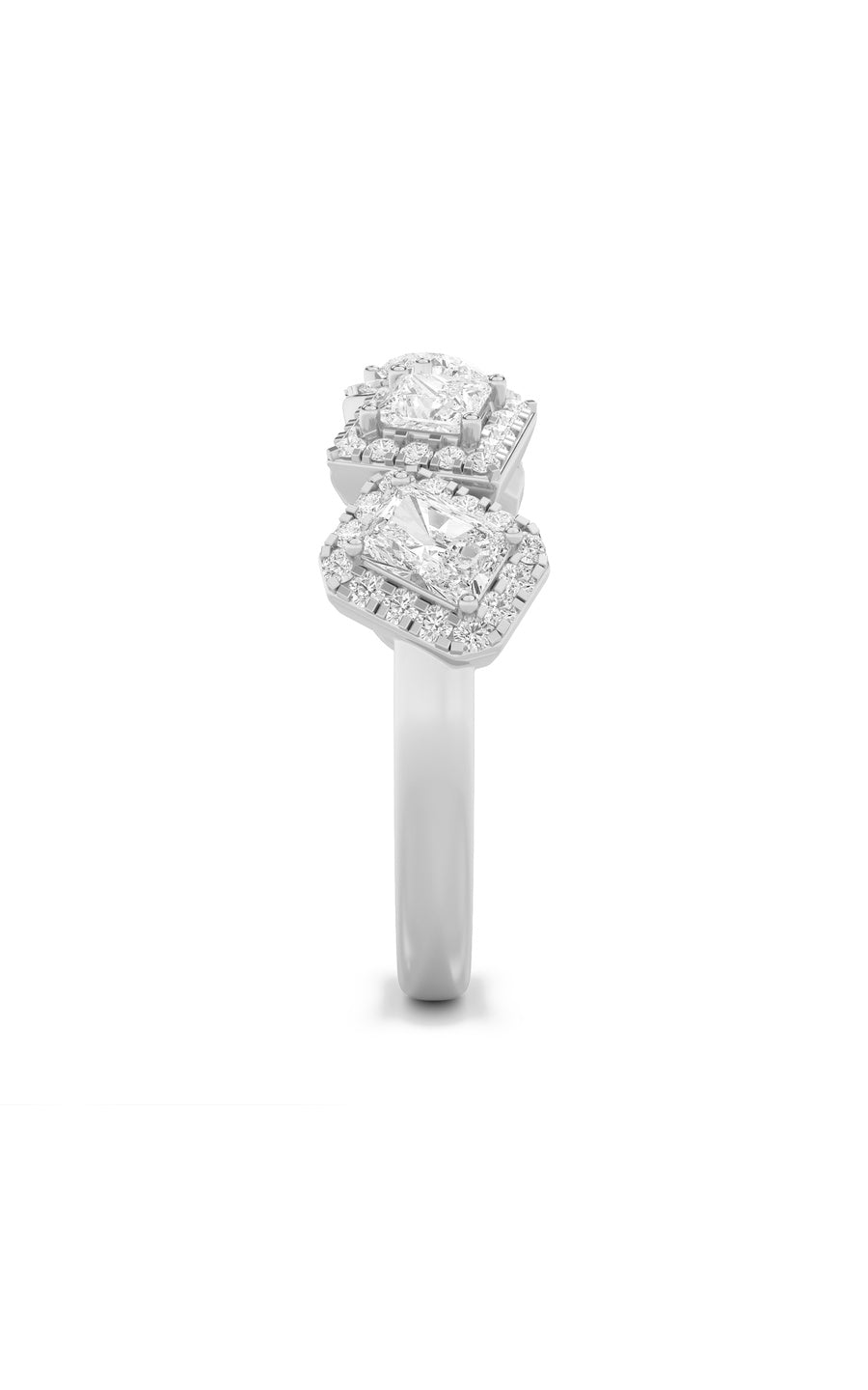 1.33Cttw Mix Shaped Lab Grown Diamond (F/VS) FiveStoneHalo Fashion Ring in 14K Gold