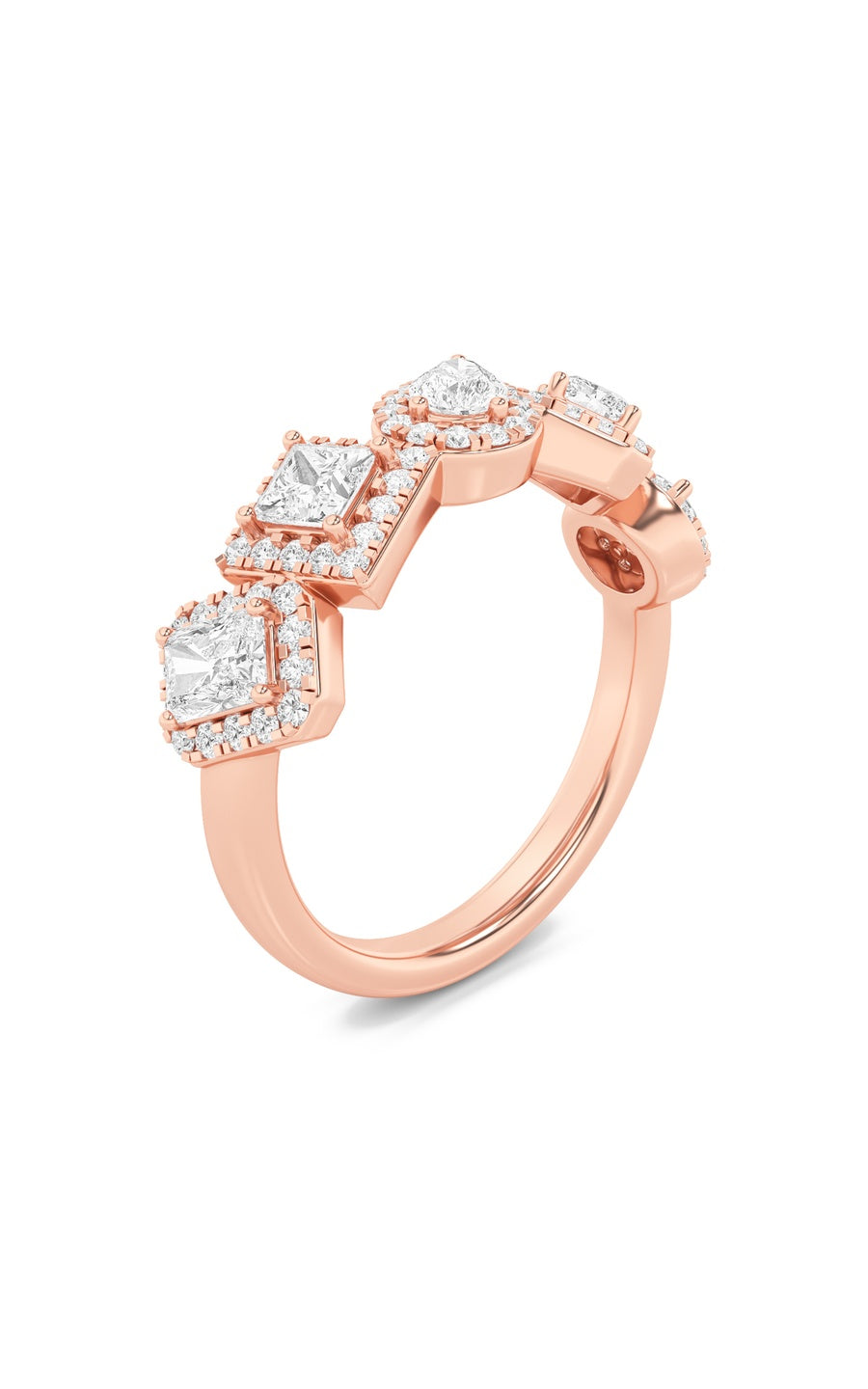 1.5Cttw Mix Shaped Lab Grown Diamond (F/VS) Five Stone Ring in 14K Gold
