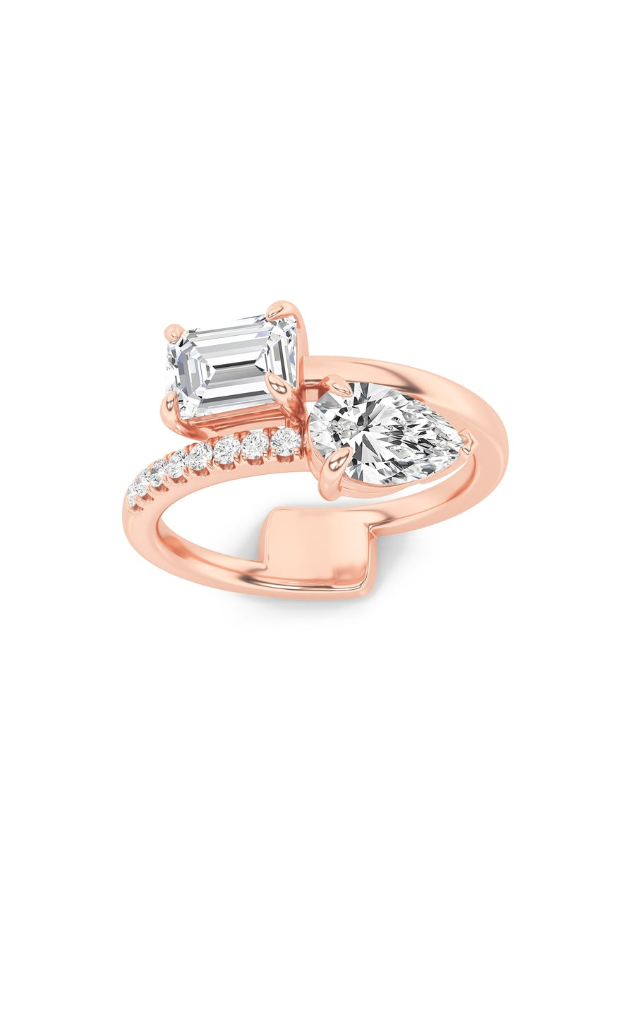 1.5Cttw Pear Shaped Lab Grown Diamond (F/VS) Toi et Moi Fashion Ring in 14K Gold