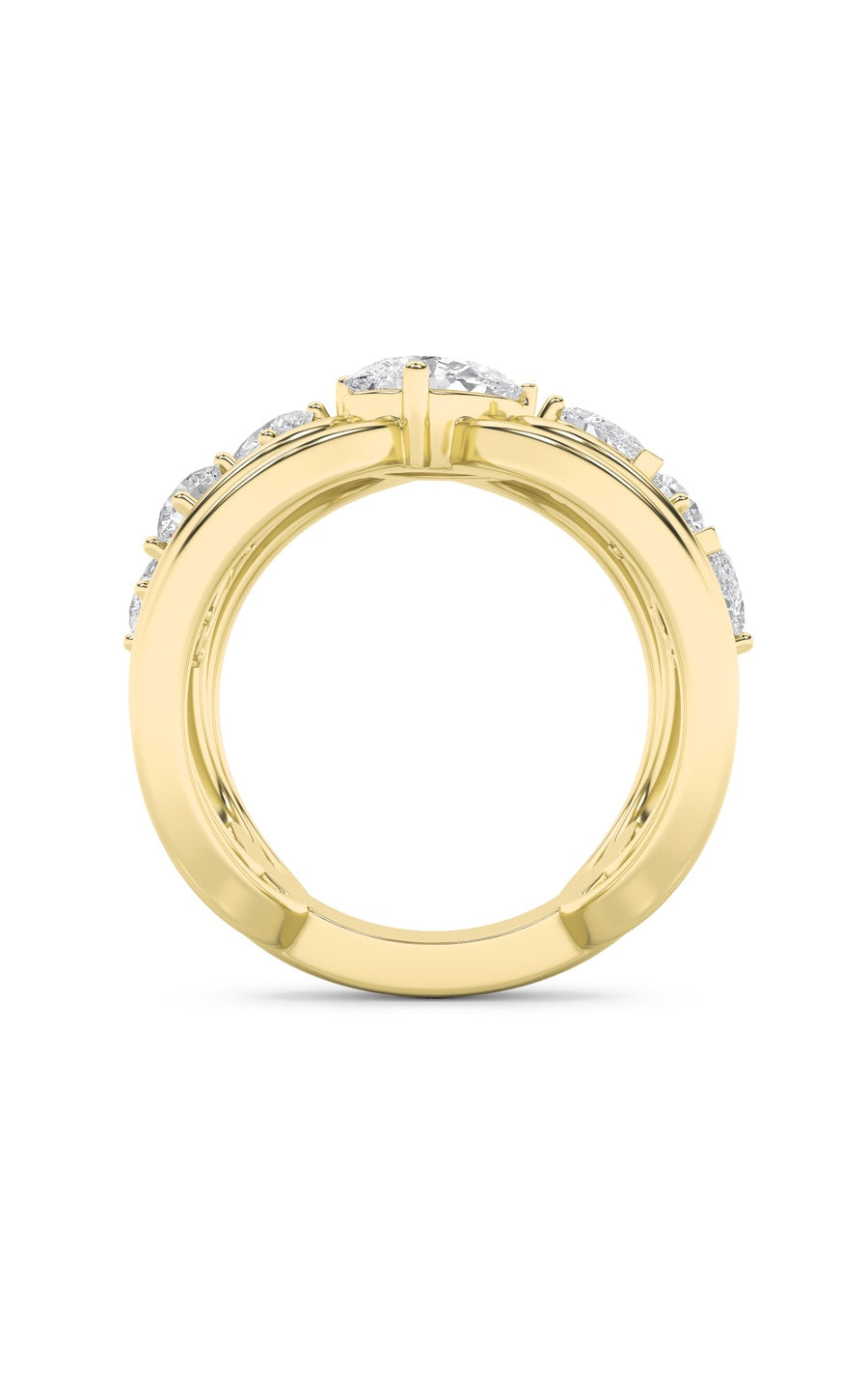 2Cttw Pear Shaped Lab Grown Diamond (F/VS) Seven Stone Fashion Ring in 14K Gold