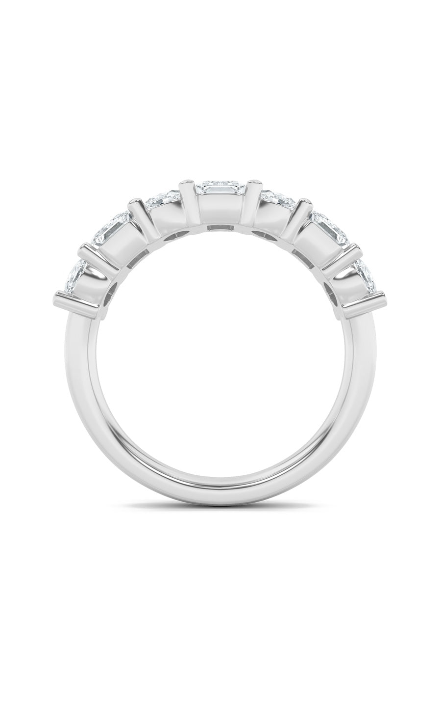3Cttw Emerald Shaped Lab Grown Diamond (F/VS) Seven Stone Band Ring in 14K Gold