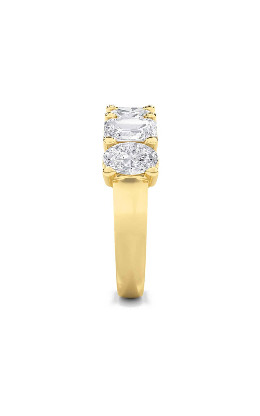 3Cttw Emerald Shaped Lab Grown Diamond (F/VS) Seven Stone Band Ring in 14K Gold