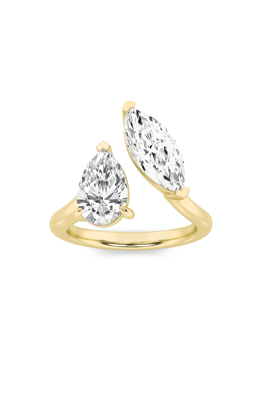 3Cttw Marquise Shaped Lab Grown Diamond (F/VS) Toi et Moi Fashiion Ring in 14K Gold