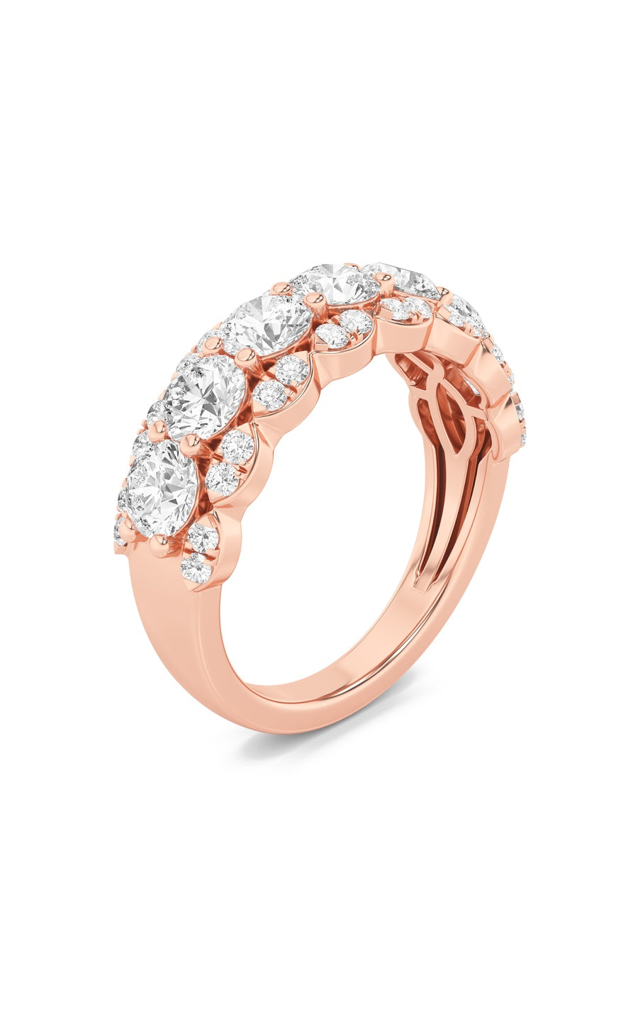 2Cttw Round Shaped Lab Grown Diamond (F/VS) MultiStone Band Ring in 14K Gold