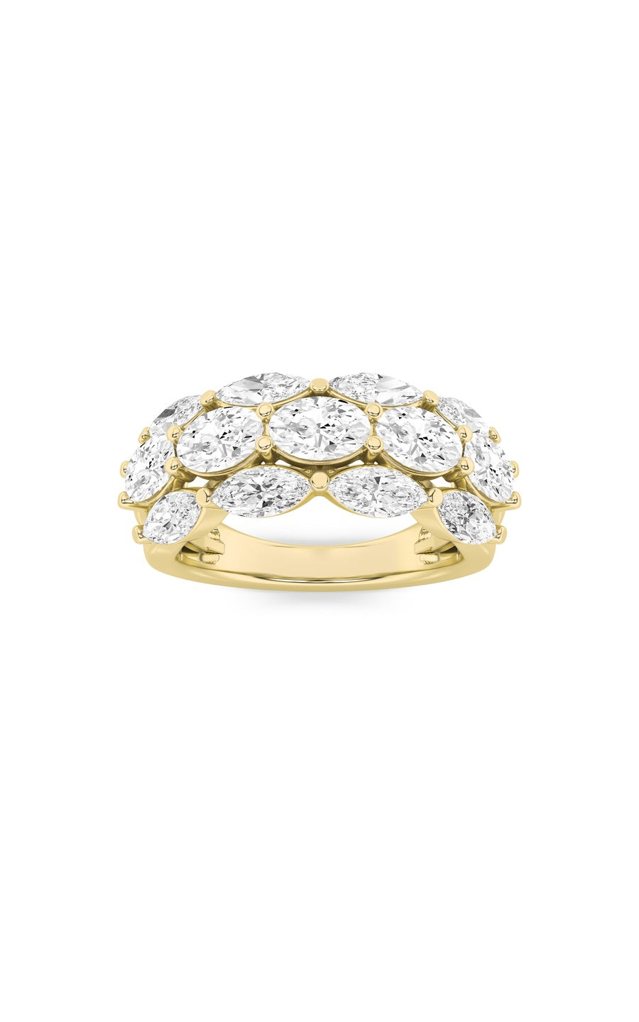 3Cttw Oval Shaped Lab Grown Diamond (F/VS) Multi Stone Band Ring in 14K Gold