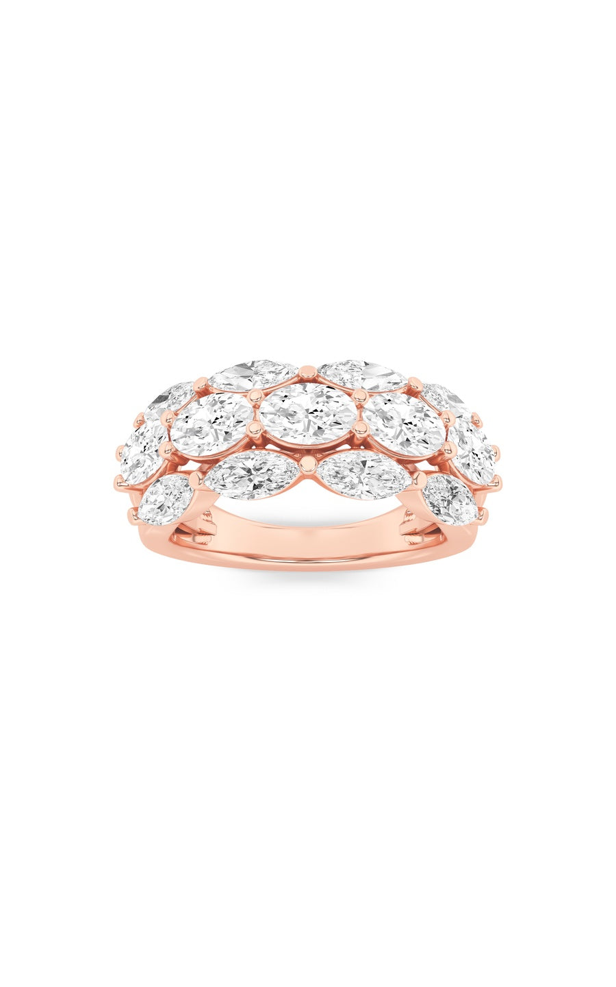 3Cttw Oval Shaped Lab Grown Diamond (F/VS) Multi Stone Band Ring in 14K Gold
