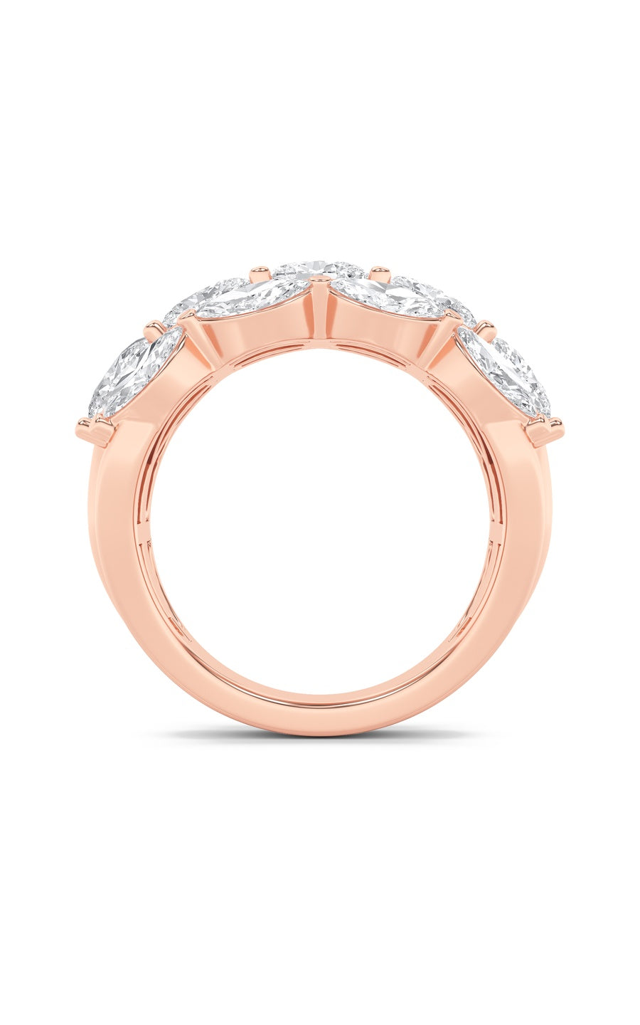 3CTW Oval Shaped Lab Grown Diamond (F/VS) Multi Stone Band Ring in 14K Gold