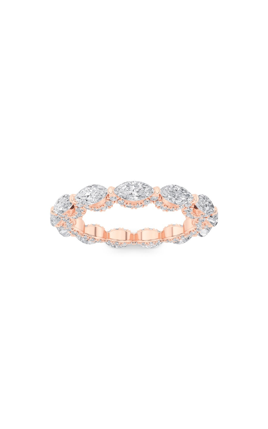 2.5Cttw Marquise Shaped Lab Grown Diamond (F/VS) Eternity Band Ring in 14K Gold