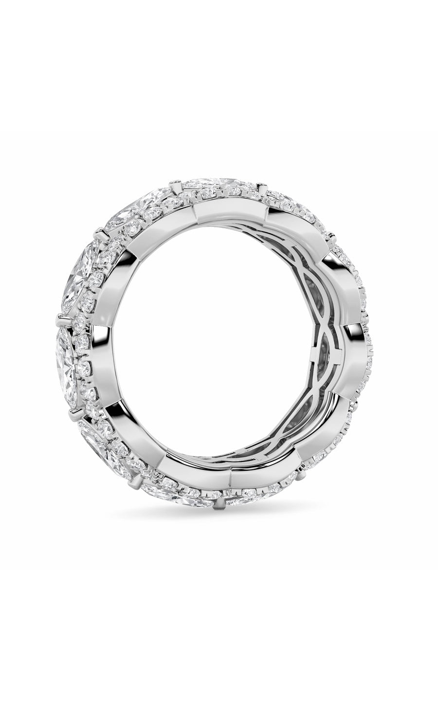 4Cttw Marquise Shaped Lab Grown Diamond (F/VVS) Eternity Band Ring in 14K Gold
