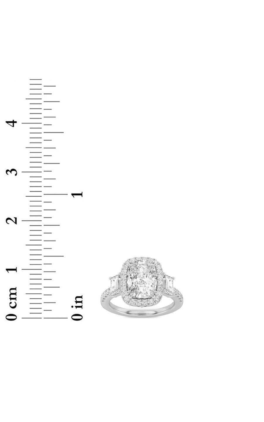 3CTW Elongated Cushion Shaped Lab Grown Diamond (F/VVS) Accented Three Stone Ring in 14K Gold