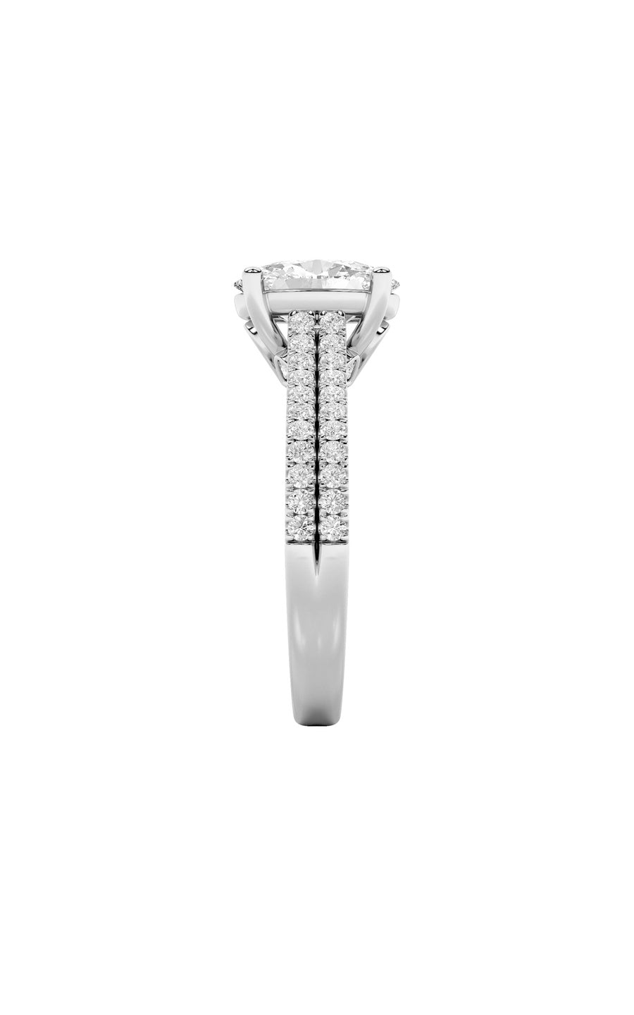 2Cttw Oval Shaped Lab Grown Diamond (F/VS) Two RowFancy Accented Engagement Ring in 14K Gold