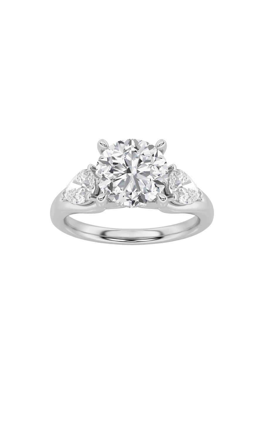 2Cttw Round Shaped Lab Grown Diamond (F/VS) Accented Three Stone Ring in 14K Gold