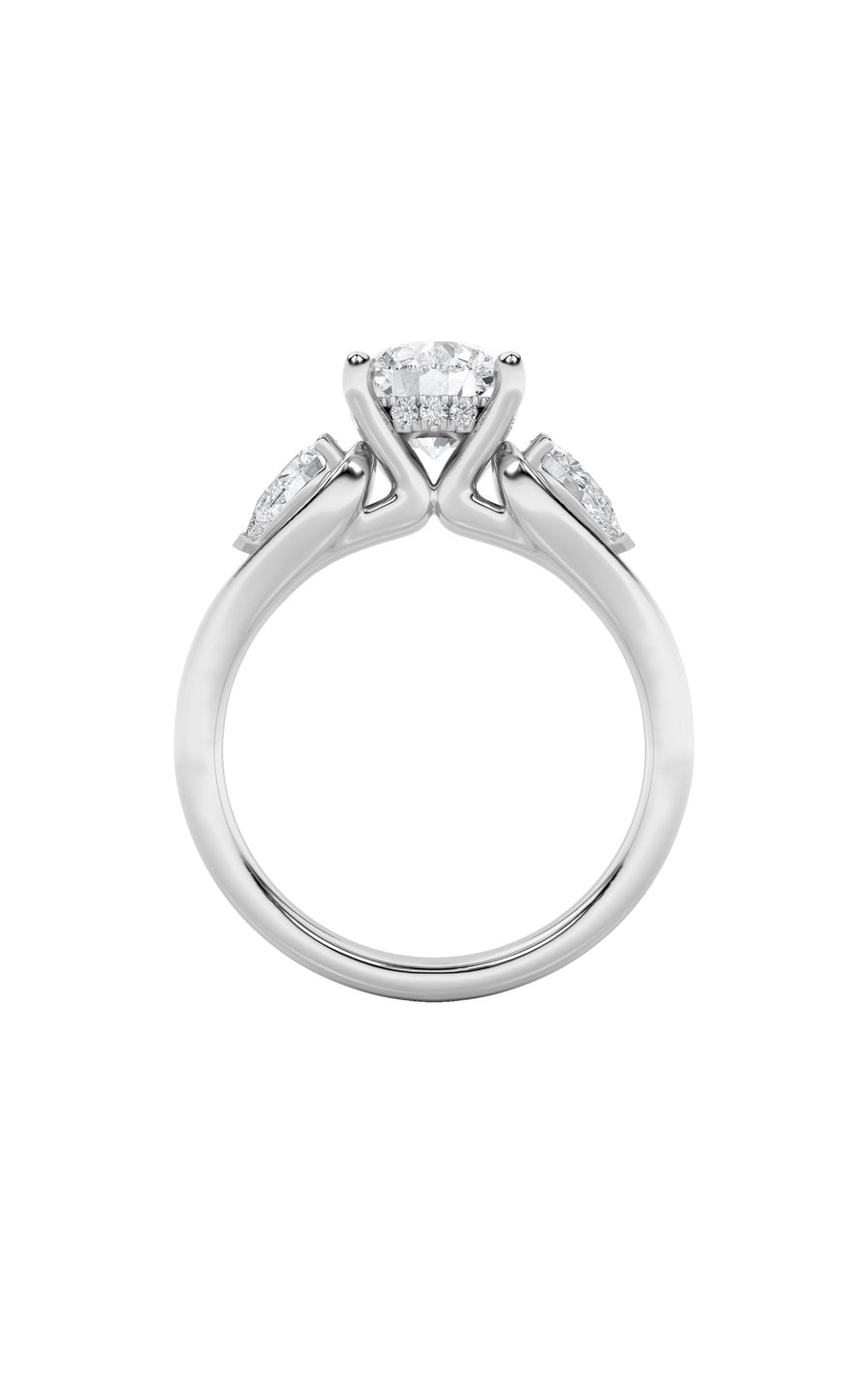 2Cttw Round Shaped Lab Grown Diamond (F/VS) Accented Three Stone Ring in 14K Gold