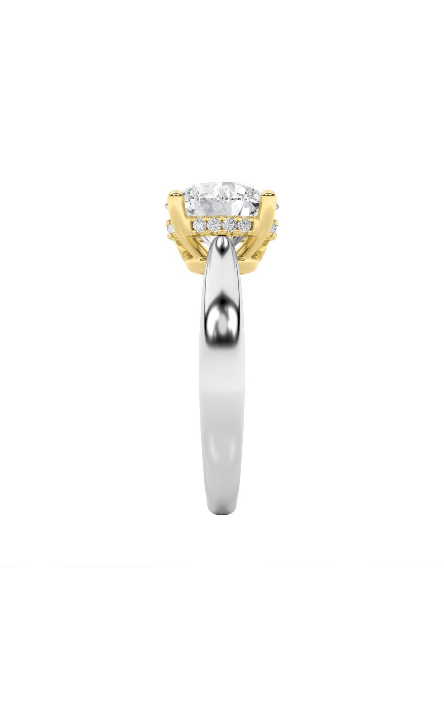 3.5Cttw Round Shaped Lab Grown Diamond (F/VS) Hidden Halo Two Tone Engagement Ring in 14K Gold