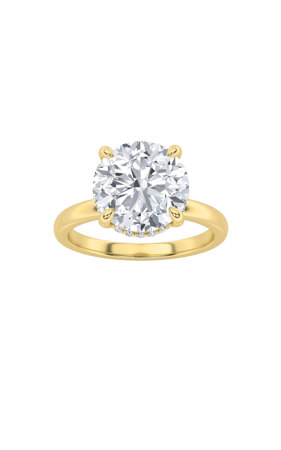 3.5Cttw Round Shaped Lab Grown Diamond (F/VS) Classic Hidden Halo Solitaire Engagement Ring in 14K Gold