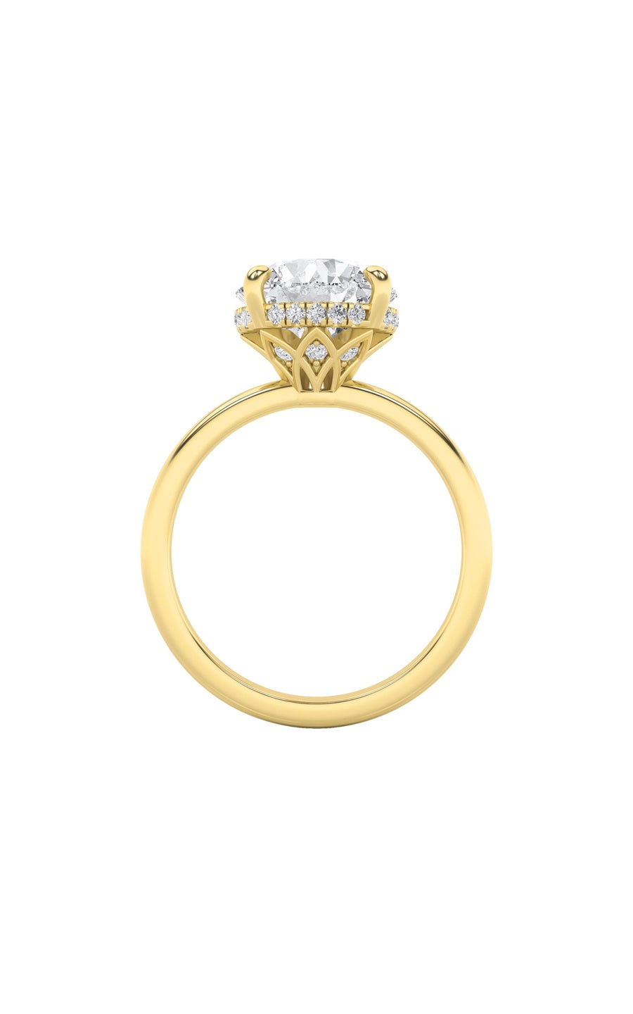 3.5Cttw Round Shaped Lab Grown Diamond (F/VS) Classic Hidden Halo Solitaire Engagement Ring in 14K Gold