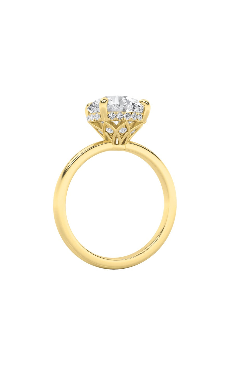 3.5Cttw Round Shaped Lab Grown Diamond (F/VS) Classic Hidden Halo Solitaire Engagement Ring in 14K Gold