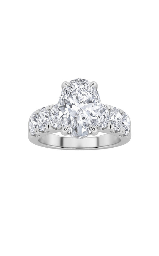 4Cttw Oval Shaped Lab Grown Diamond (F/VS) Bold Accented Engagement  Ring in 14K Gold