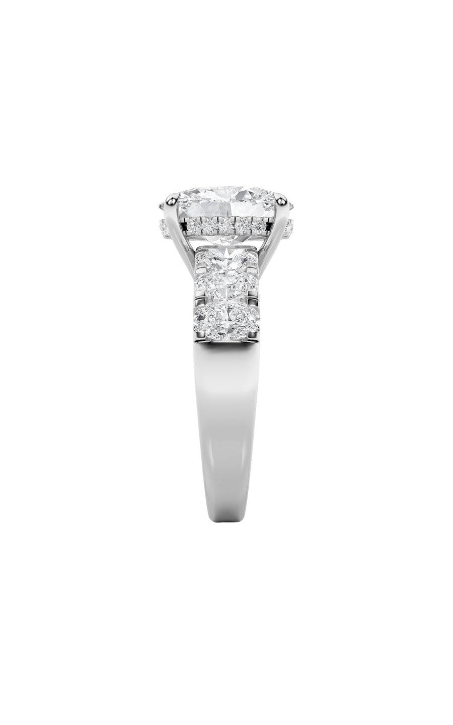 4Cttw Oval Shaped Lab Grown Diamond (F/VS) Bold Accented Engagement  Ring in 14K Gold