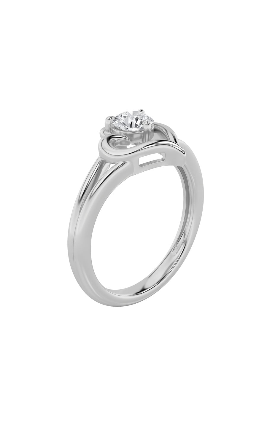 0.5Cttw Round Shaped Lab Grown Diamond (F/VS) Heart Shaped Ring in 14K Gold