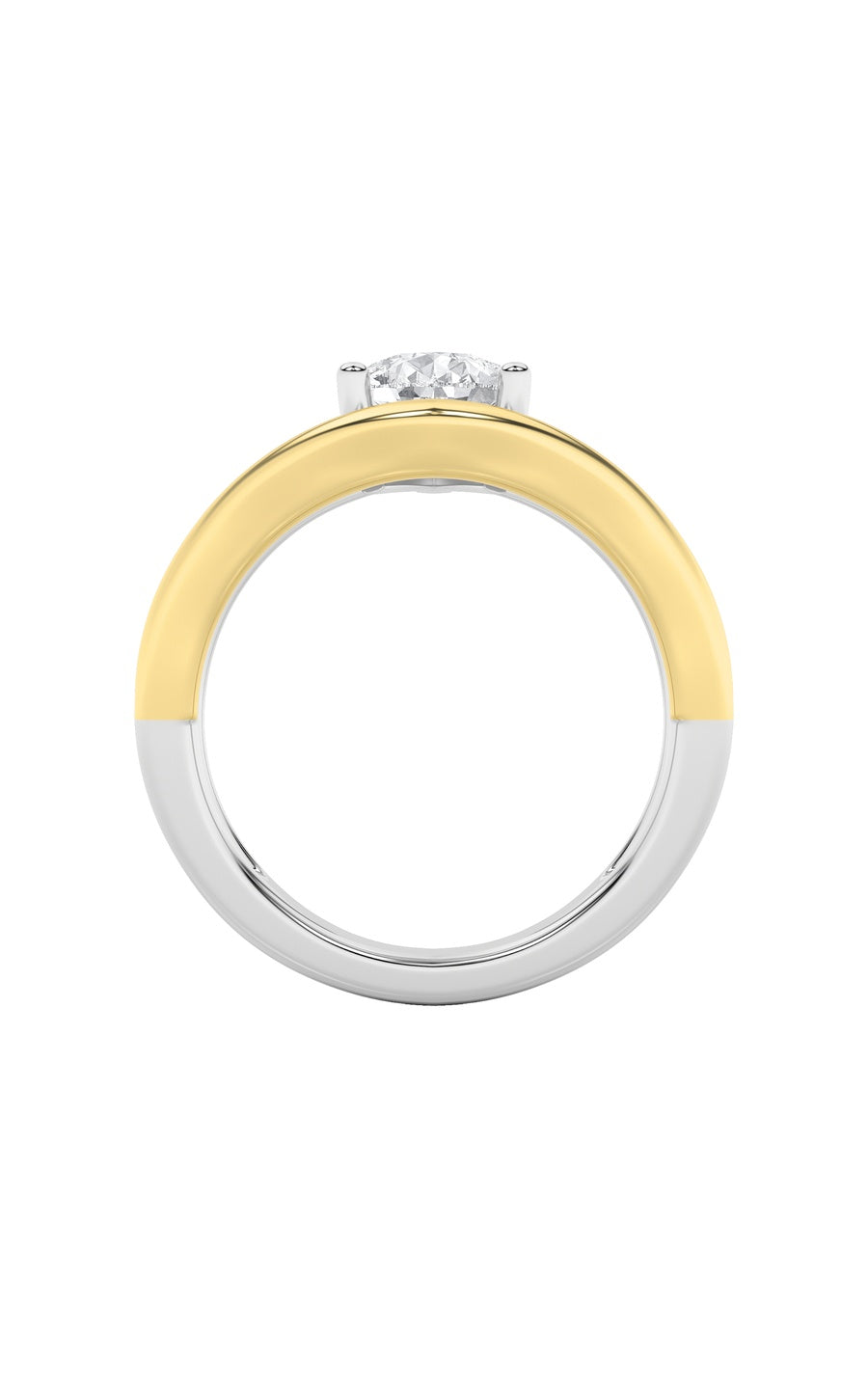 2Cttw Pear Shaped Lab Grown Diamond (F/VS) Two Tone Wave Inspired Engagement Ring in 14K Gold