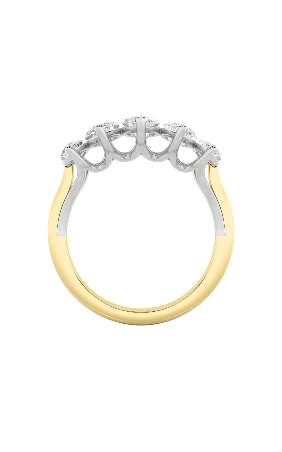 2.5Cttw Marquise Shaped Lab Grown Diamond (F/VS) Five Stone Ring in 14K Gold