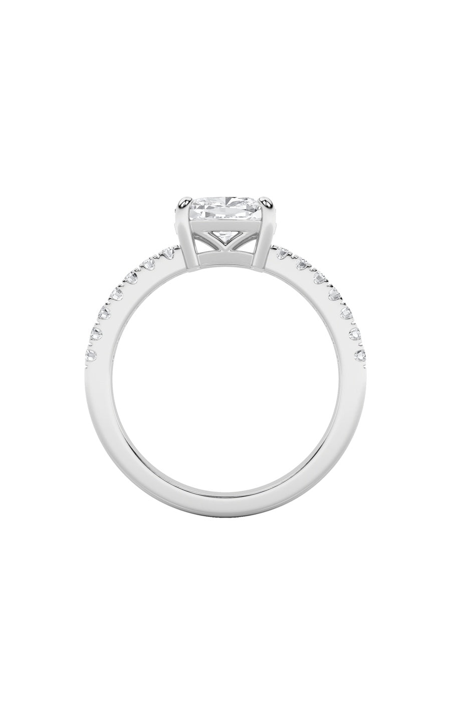 1.5Cttw Elongated Cushion Shaped Lab Grown Diamond(F/VS) East West Accented Ring in 14K Gold