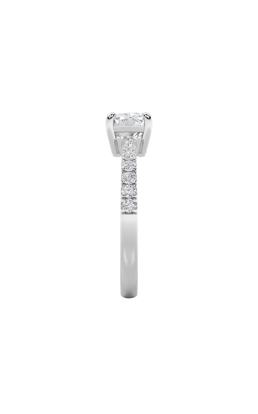 1.5Cttw Elongated Cushion Shaped Lab Grown Diamond(F/VS) East West Accented Ring in 14K Gold