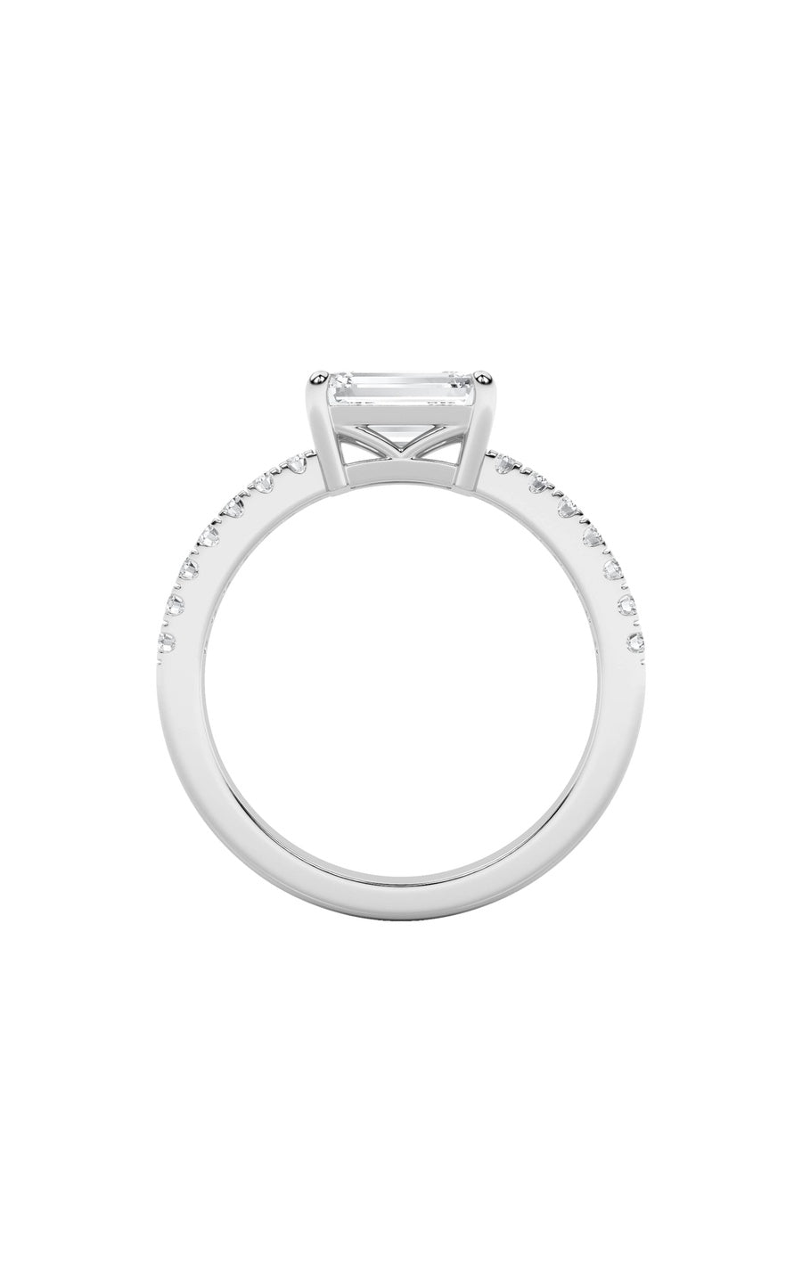 1.5Cttw Emerald Shaped Lab Grown Diamond (F/VS) East West Accented Ring in 14K Gold