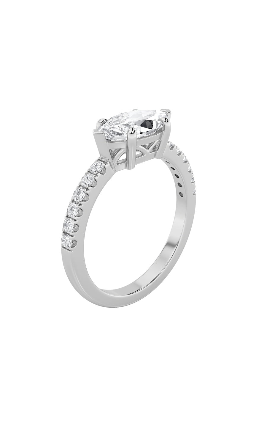 1.5Cttw Marquise Shaped Lab Grown Diamond (F/VS) East West Accented Ring in 14K Gold